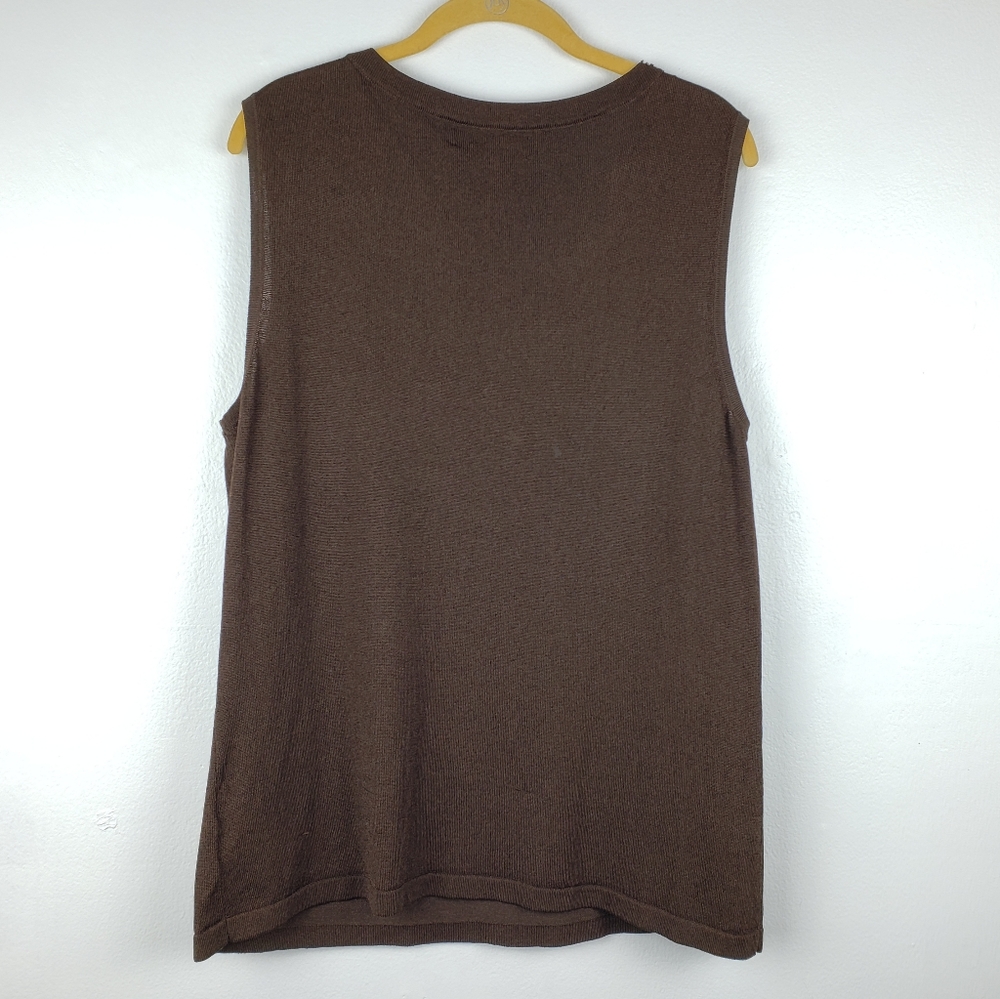Jones New York Brown Beaded Neckline Shell Tank Top - Picture 2 of 7